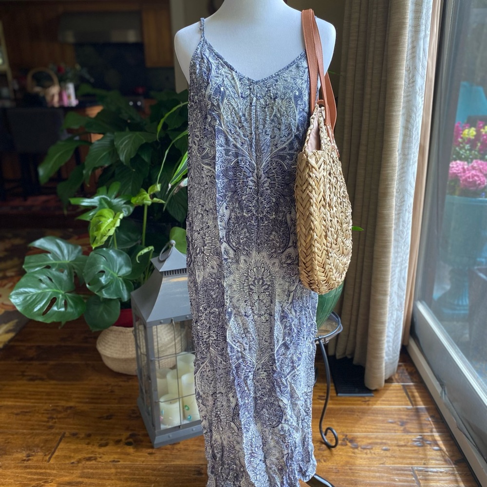 Blue & Cream Maxi Dress